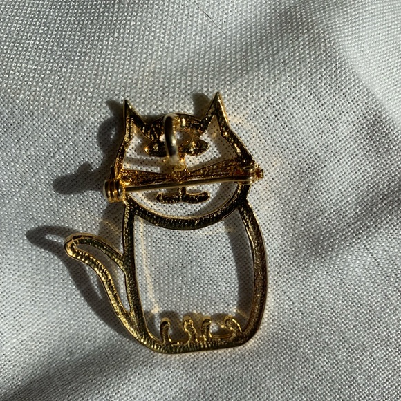 Cat Pin/Pendant gold and silver tone - Picture 3 of 3
